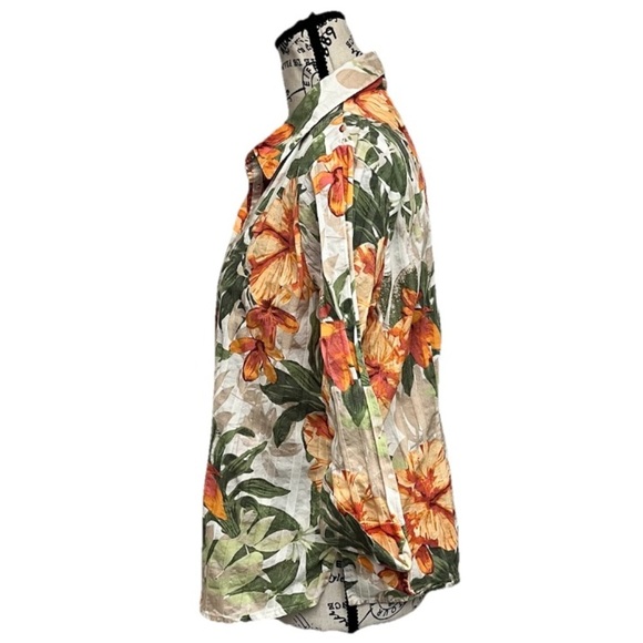 Allison Daley Floral Hawaiian Blouse PL Beach Coastal Festival Boho Cruise - Picture 3 of 9